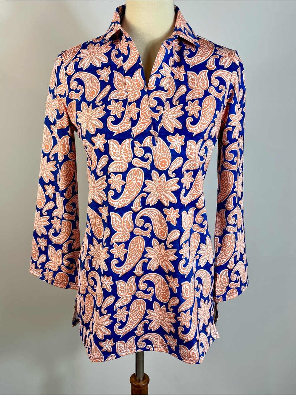 Ralph Lauren Polo Golf Performance Navy Paisley Print NETJET Logo Tunic S NWT